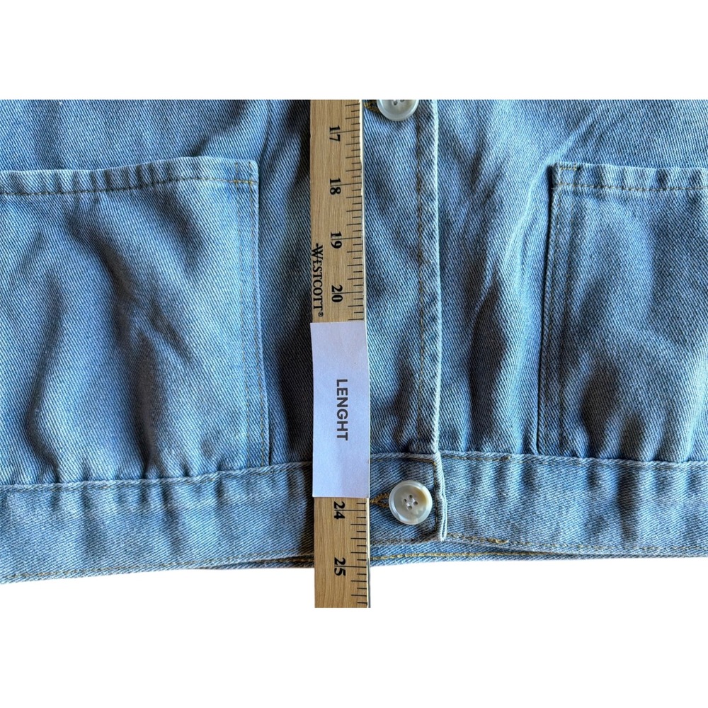 Vintage Style Women Blue Denim Vest Light Wash Stretch Button Front Medium - Picture 7 of 8